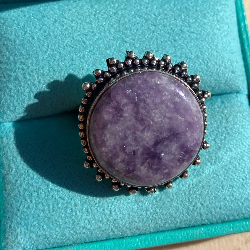Genuine Sugalite Sterling Silver Handcrafted Ring Size 8 39$